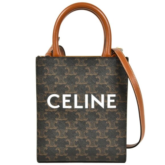 CELINE Brown Coated Canvas Shoulder Bag - Picture 1 of 6